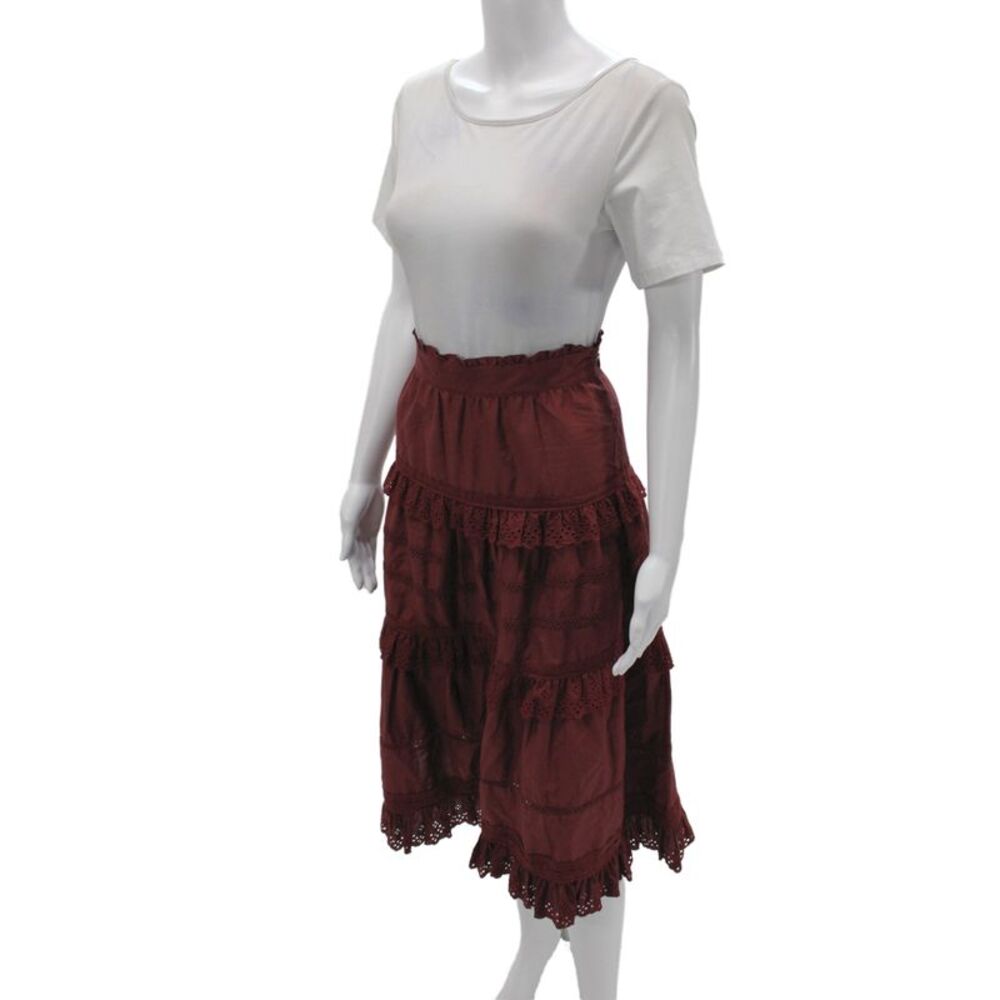 The Westside Women Peasant Red Knee Length Silk Blend Skirt Size M - Picture 2 of 7
